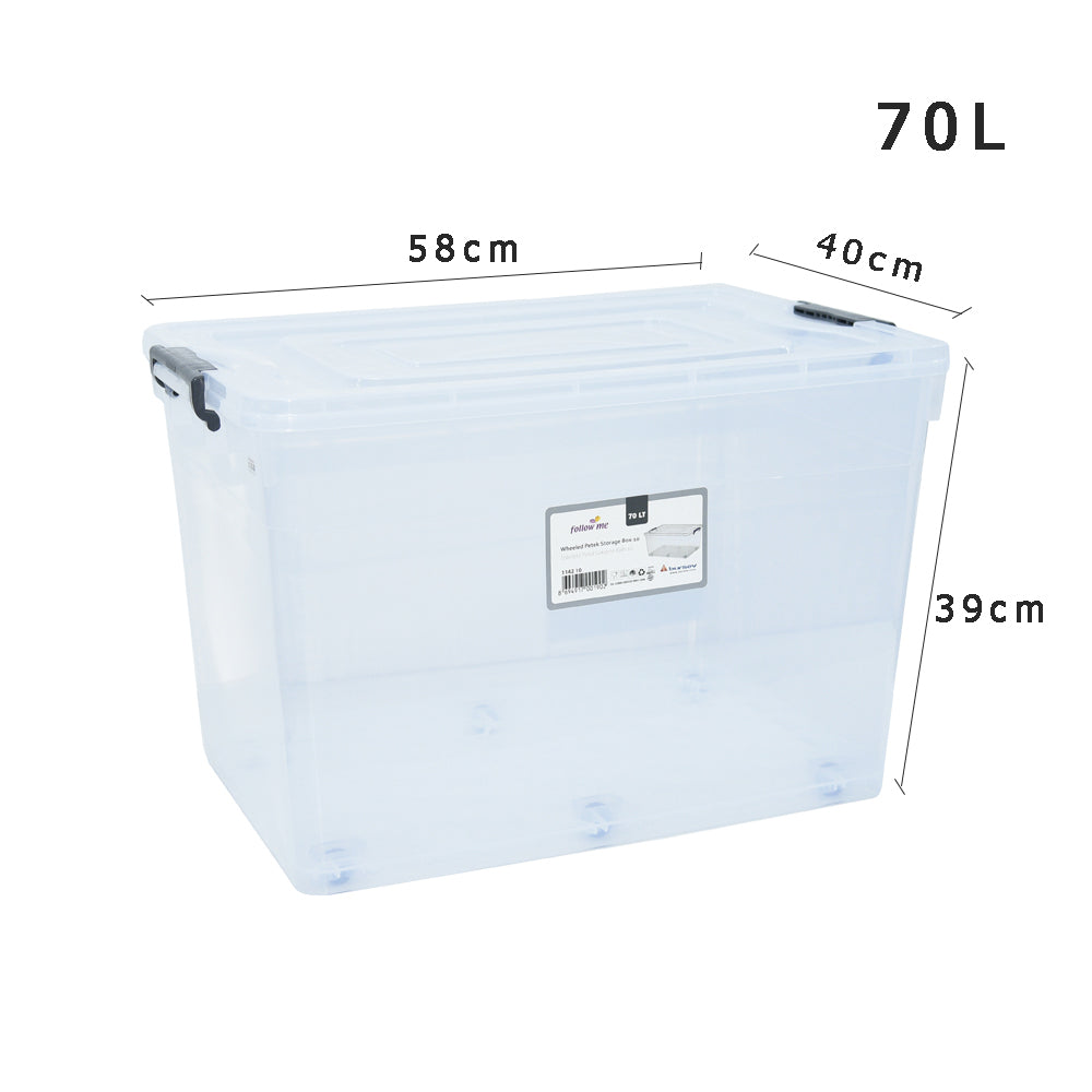 صندوق تخزين بلاستيكي مزود بعجلات و متعدد الإستعمالات 70 لتر
