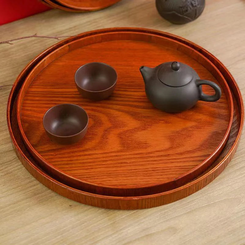 صينية تقديم دائرية من الخشب متعددة الاستخدام