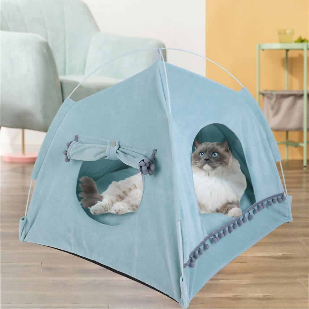 بيت وسرير للقطط والكلاب على شكل خيمة