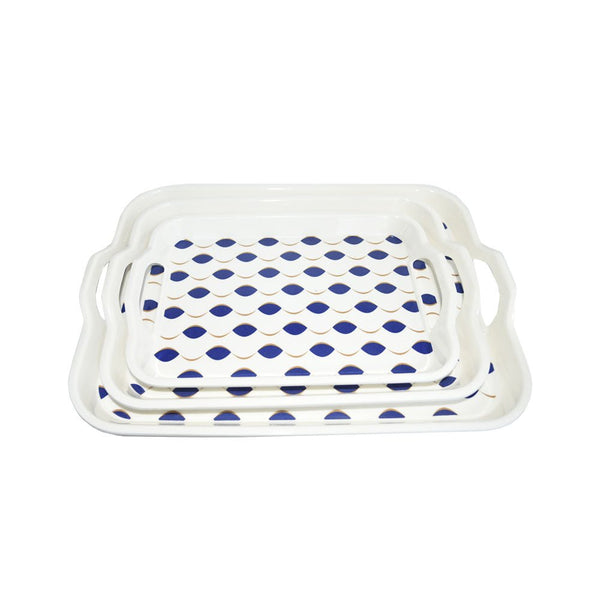 طقم صواني تقديم بلاستيك بأحجام مختلفة 3 قطع