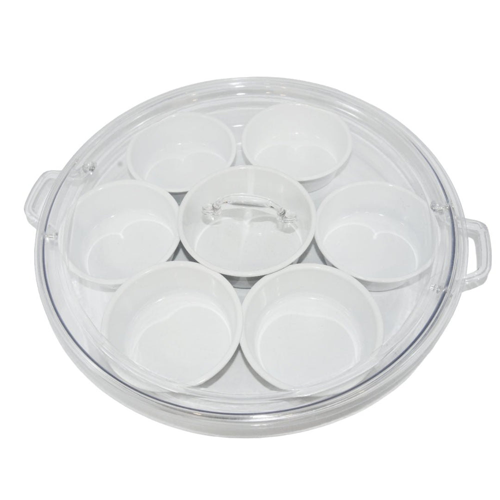 Acrylic breakfast serving tray, 7 bowls