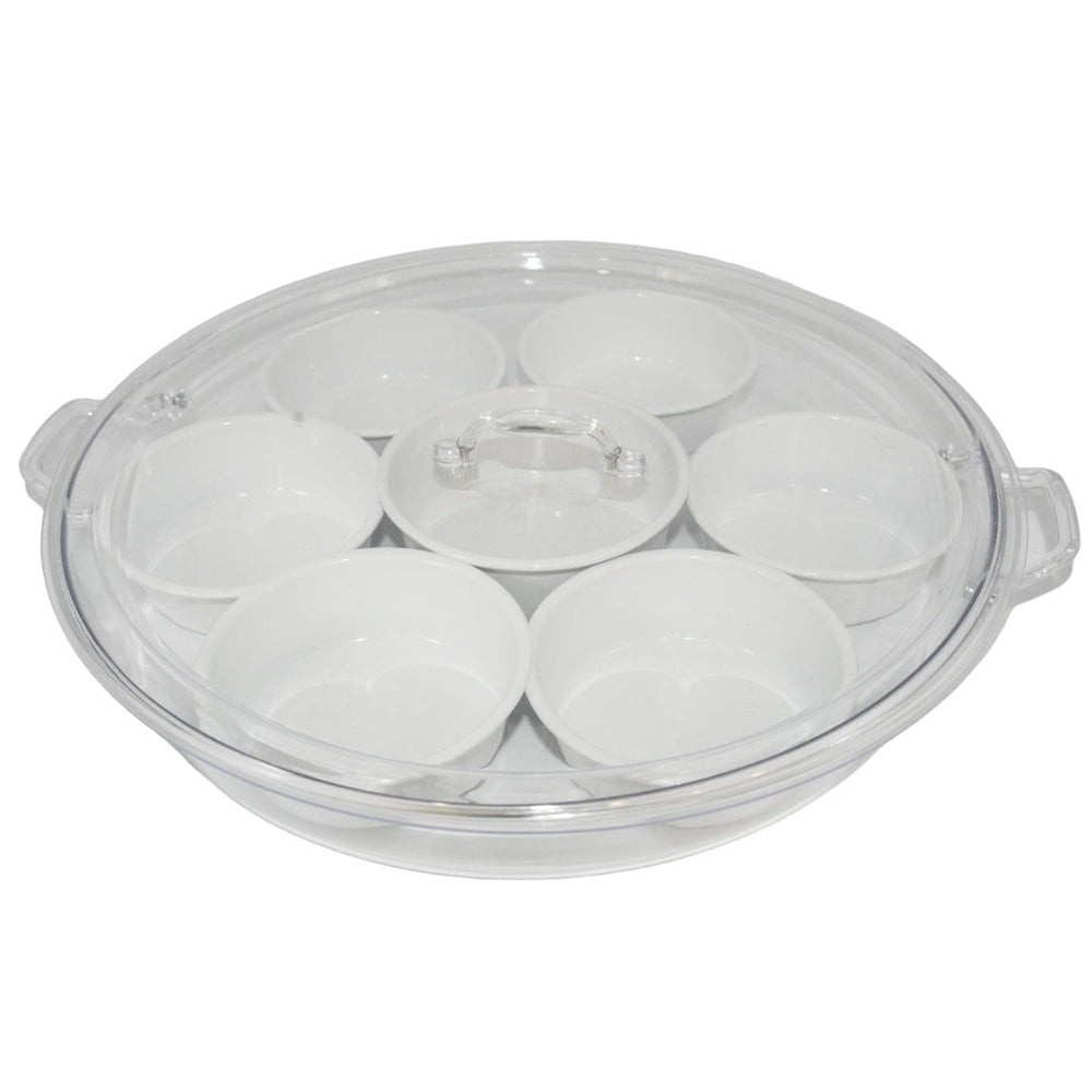 Acrylic breakfast serving tray, 7 bowls