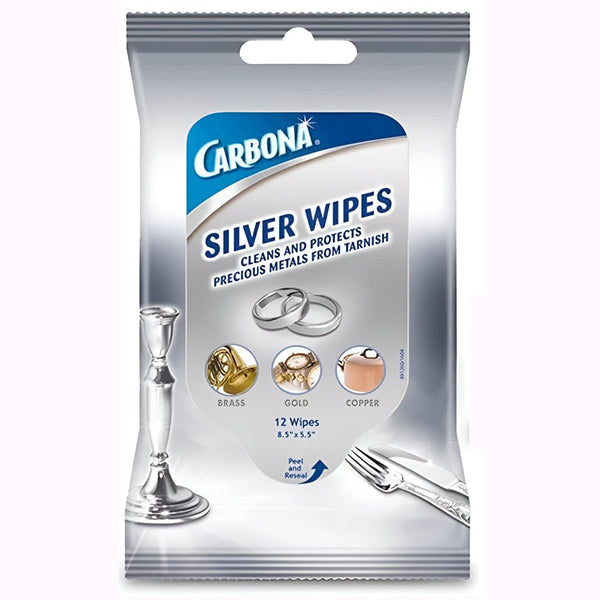 مناديل مبللة لتلميع الفضة والمعادن الأخرى من كاربونا - 12 قطعة