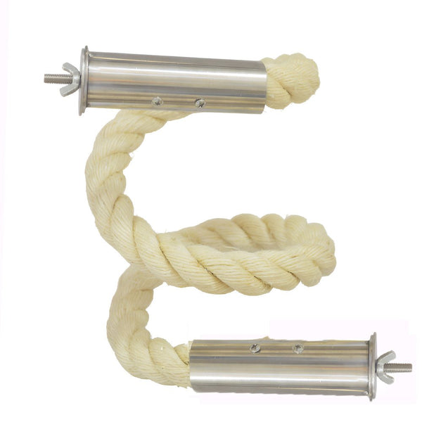 مجثم حبل مرن للطيور والببغاوات مزود بأطراف تثبيت معدنية.