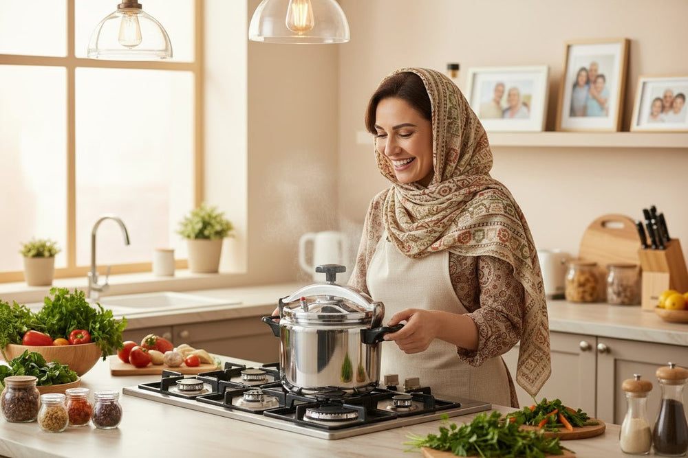 قدر ضغط ألومنيوم بادريق سعة 11 لتر تصميم آمن ومتعدد الاستخدامات ضمان 5 سنوات – فضي