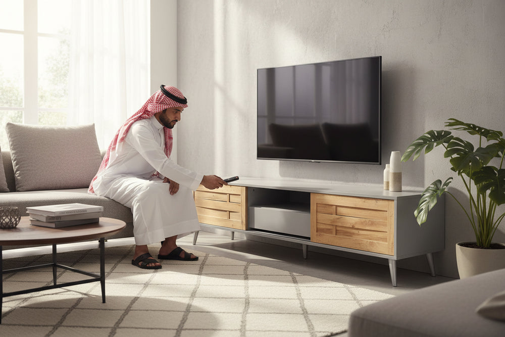 طاولة تلفاز خشبية مع أرفف تخزين 180 × 40 × 48 سم