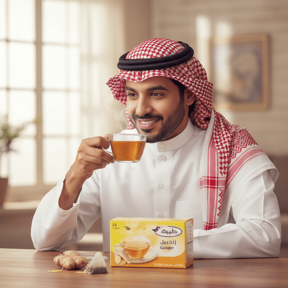 شاي طيبة بالزنجبيل الطبيعي  100% أعشاب طبيعية