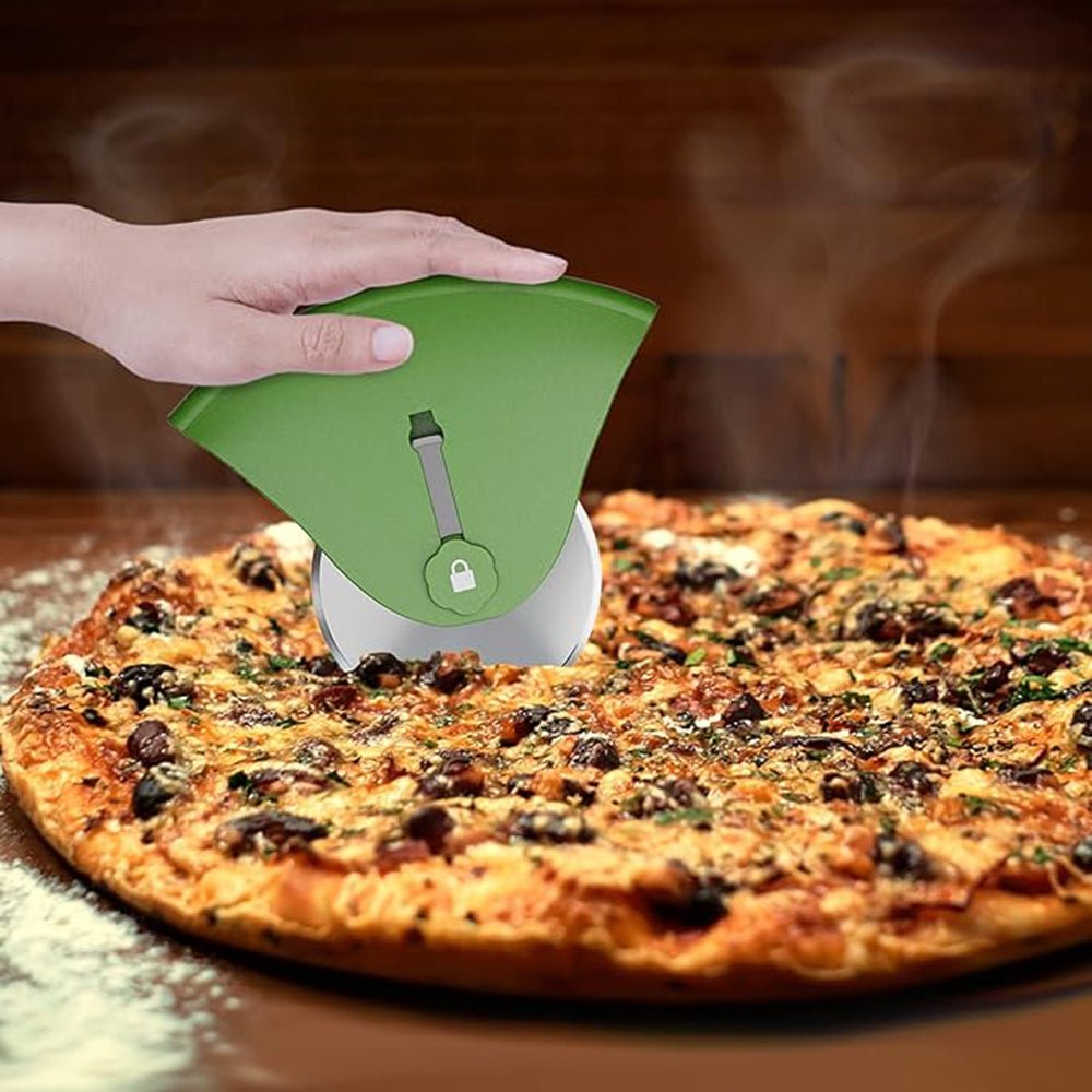 Stainless steel pizza cutter with plastic handle