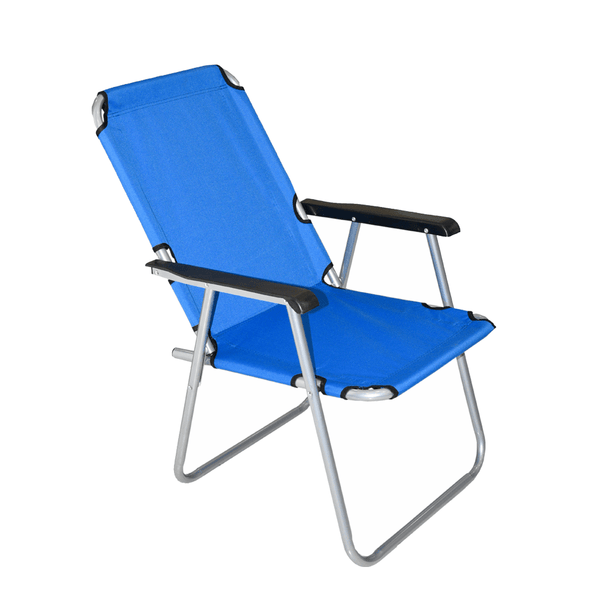 كرسي ستيل وقماش- قابل للطي للرحلات والتخييم لون ازرق - أنية المنزل