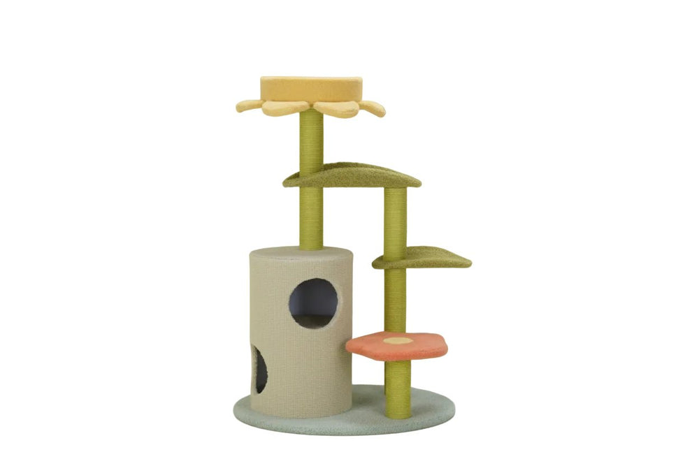 برج لعب وخدش للقطط بتصميم زهور ملونة من Pet Supplies