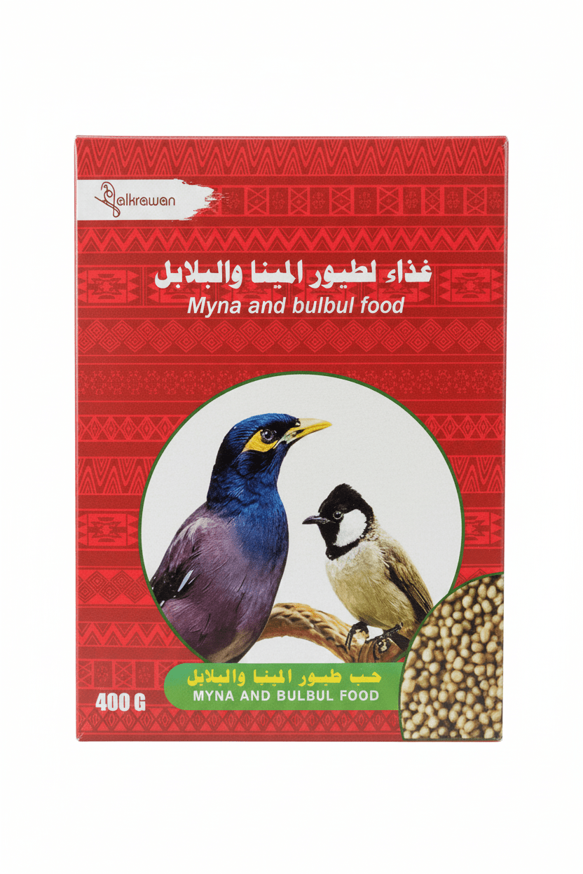 غذاء طيور المينا والبلابل حبوب متكاملة وزن ٤٠٠ جرام من الكروان