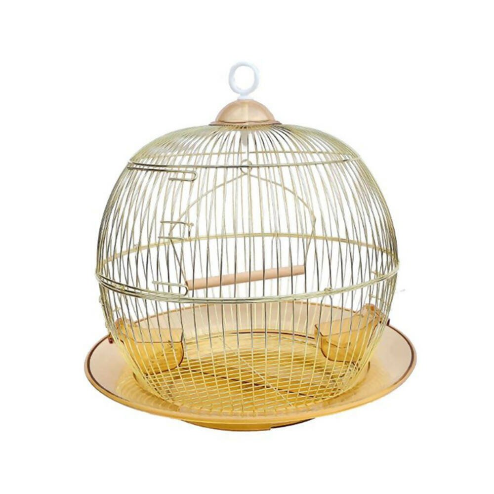 Round gold metal bird cage 