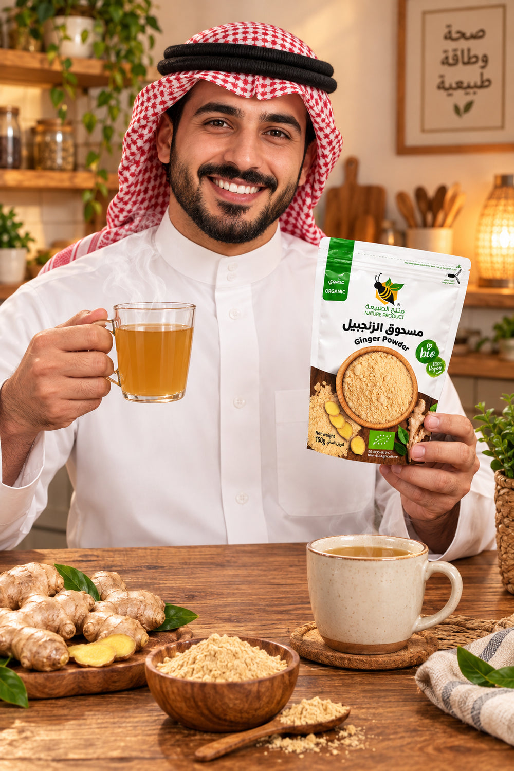 مسحوق الزنجبيل العضوي من منتج الطبيعة 150 جرام