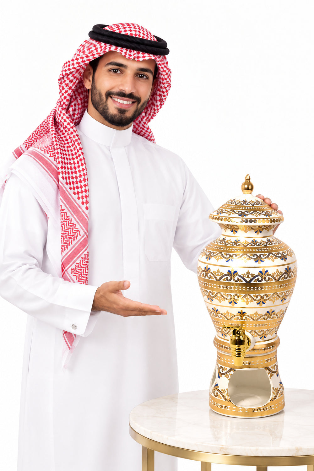 موزع مشروبات من البورسلان الفاخر مع حامل 3 لتر