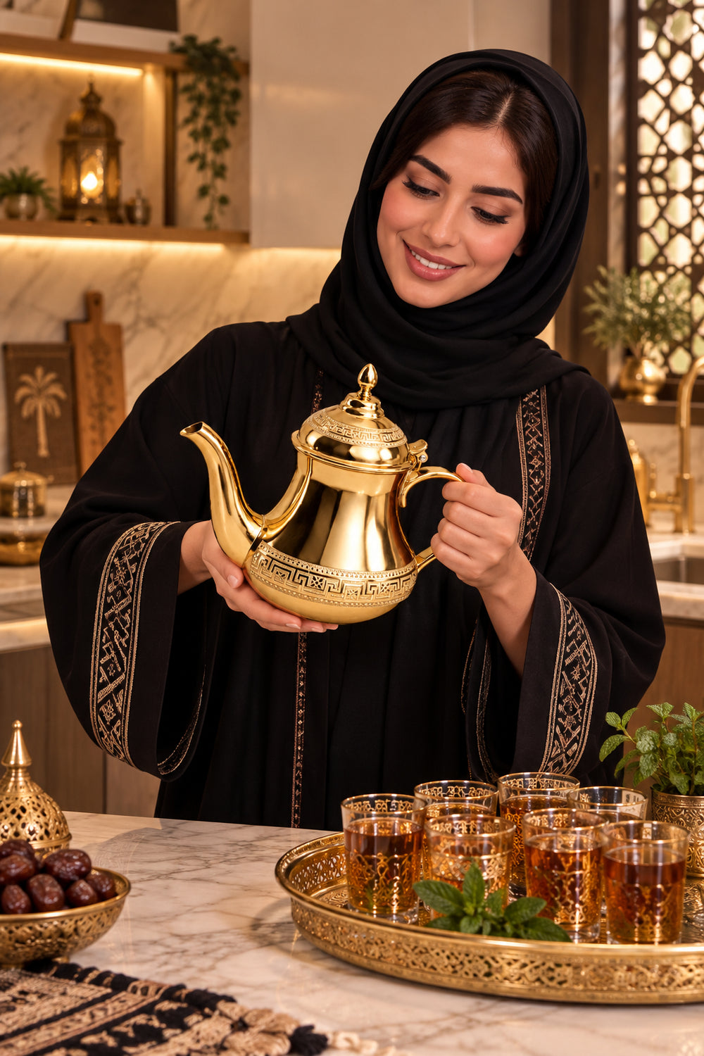 1.6L Gold Stainless Steel Moroccan Teapot