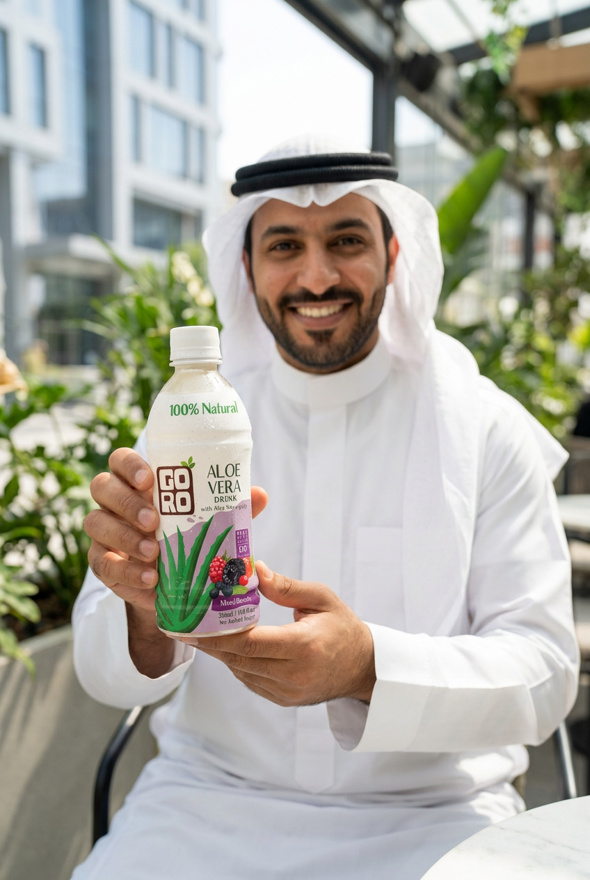 شراب الصبار بالتوت المشكل مع اللب بدون سكر مضاف 350 مل جورو