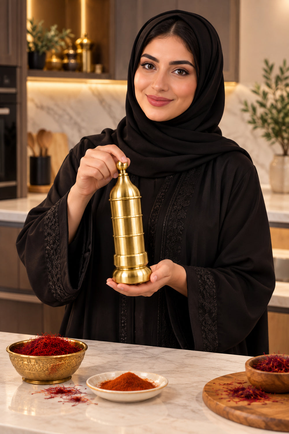 مطحنة زعفران نحاسية يدوية Mojalal Saffron