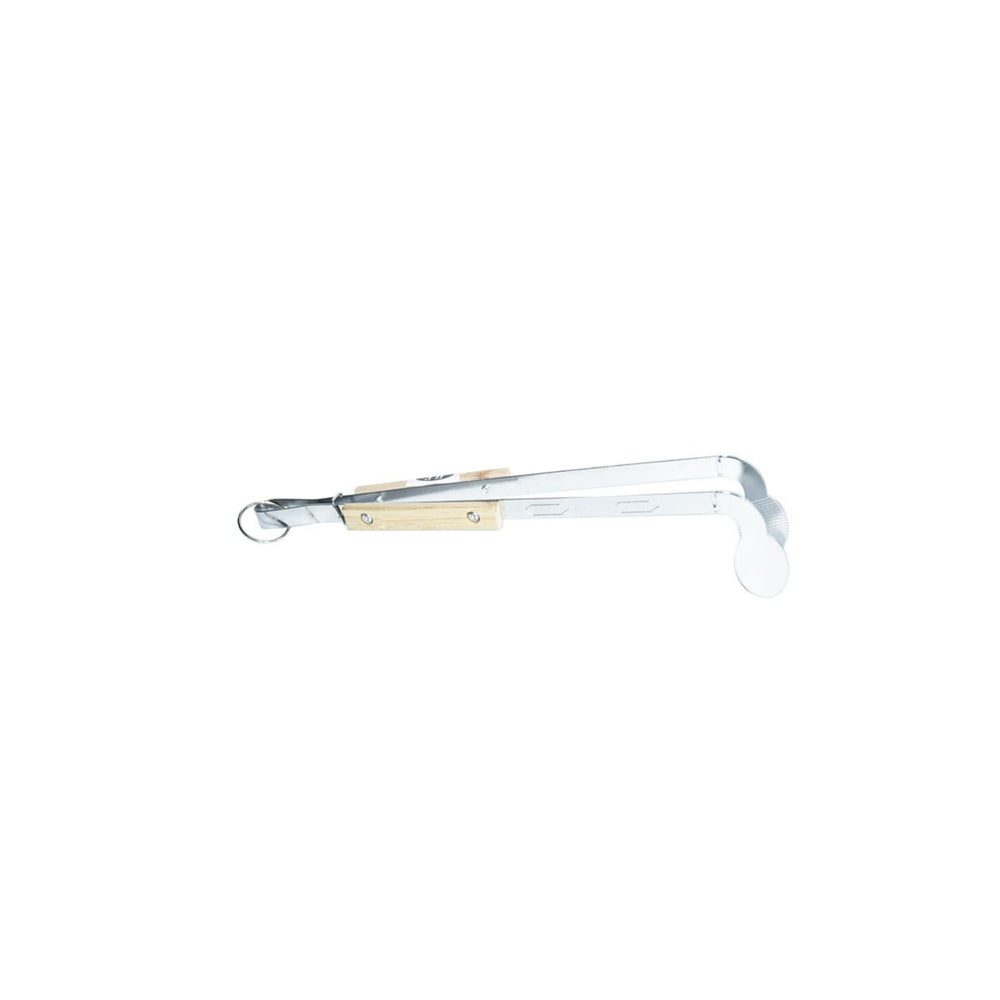 Multi-purpose steel tongs with wooden handle, 38 cm