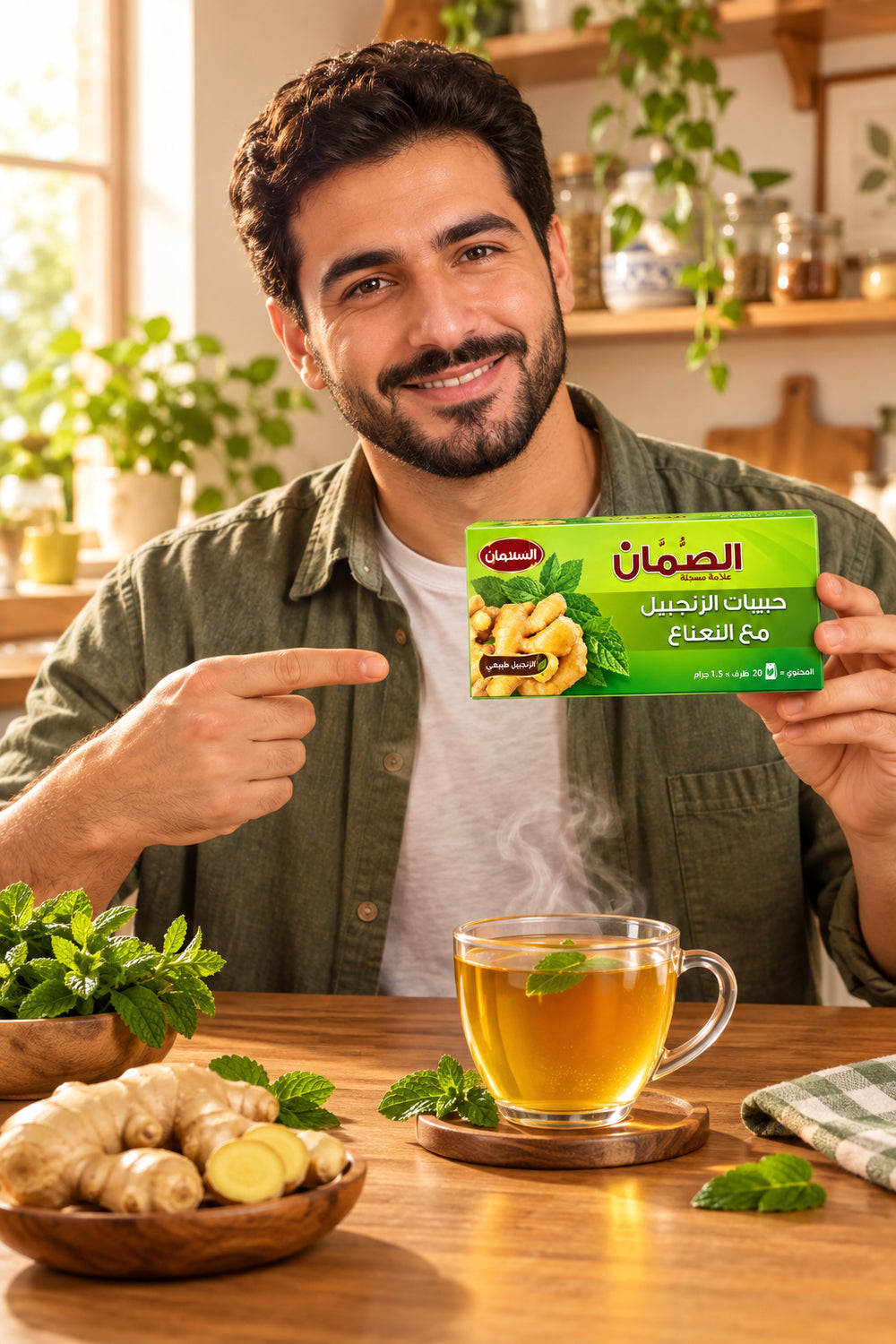 الصمان حبيبات شاي الزنجبيل بالنعناع 20 كيس