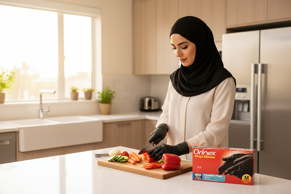 Orinex Vinyl Gloves Black 100 Pieces Medium 