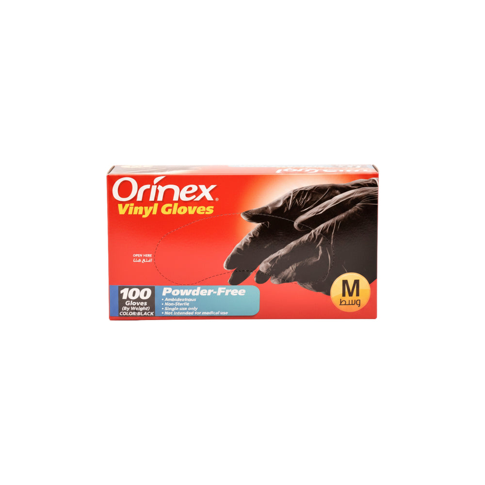 Orinex Vinyl Gloves Black 100 Pieces Medium 
