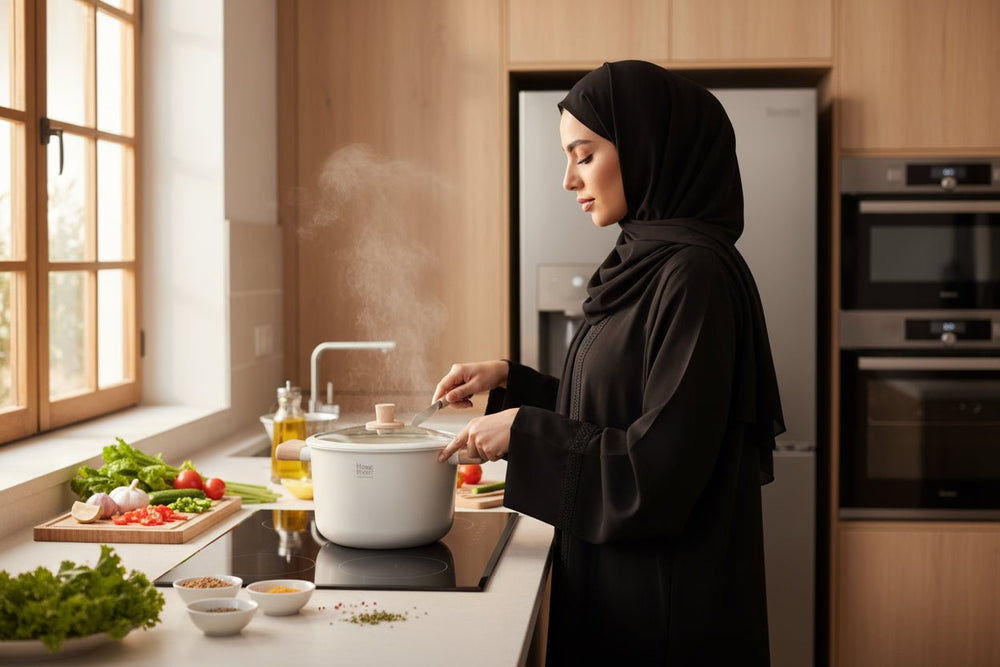 قدر طهي جرانيت مانع للالتصاق مع غطاء جرانيت 24 سم