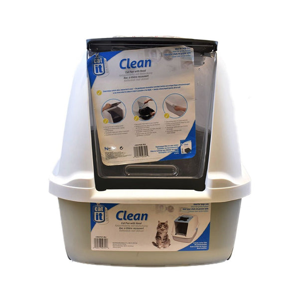 صندوق فضلات قطط بغطاء من كات ات، رمادي