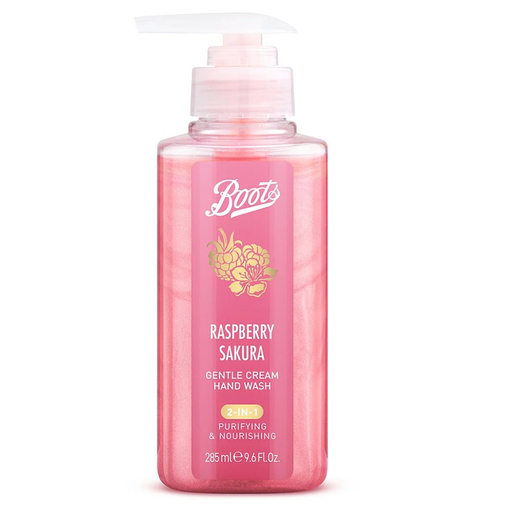 Boots Gentle Creamy Hand Wash with Raspberry &amp; Sakura Scent 285ml 