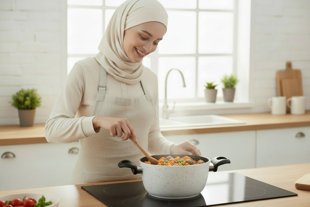 قدر جرانيت عميق  24 سم  عالي الجودة لطبخ صحي كل يوم