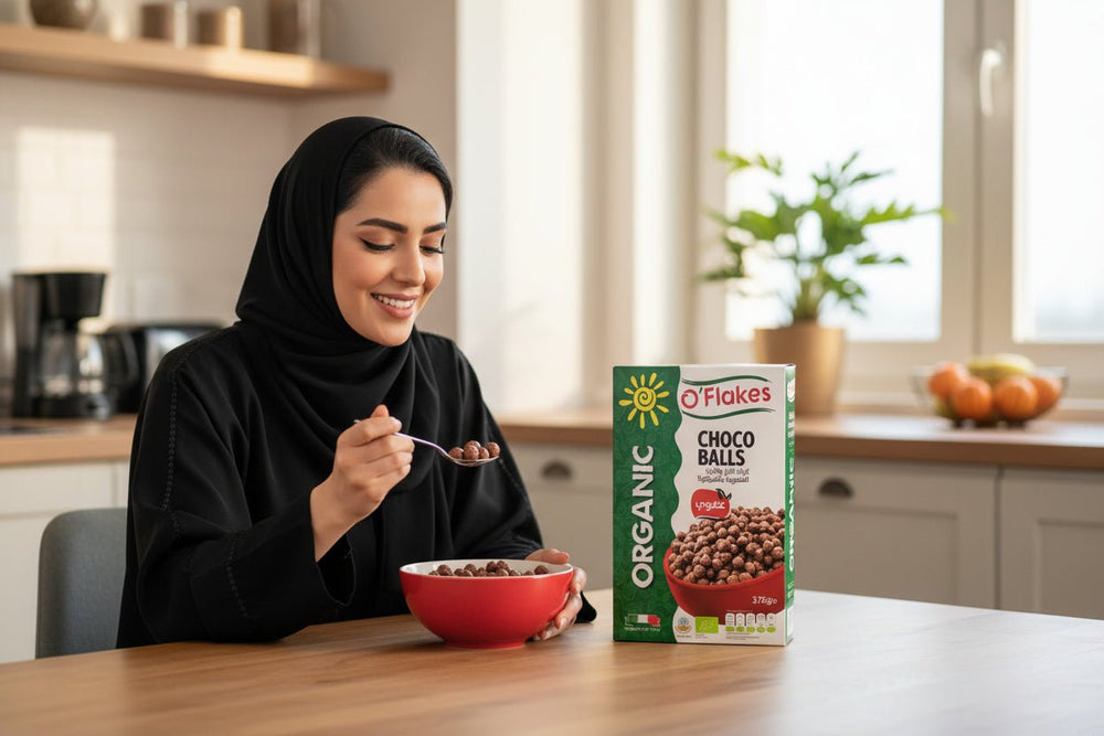 كرات الأرز والذرة العضوية بالشوكولاتة 375 جرام O’flakes