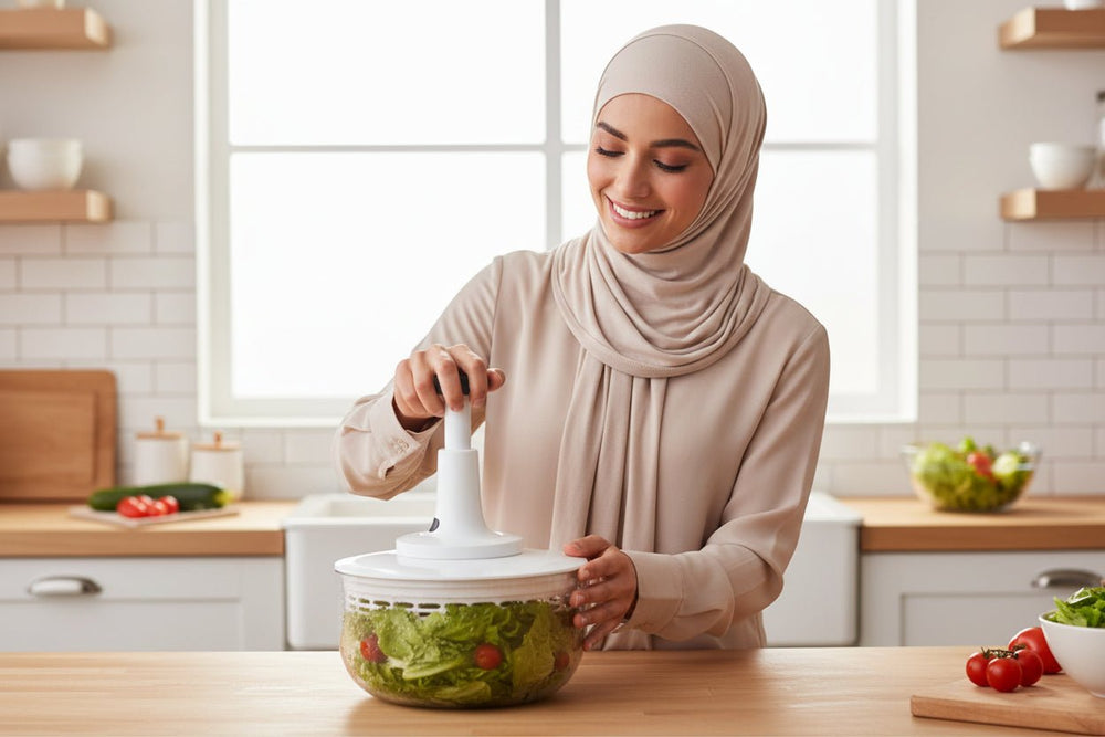 عصارة سلطة يدوية بالضغط Press Salad Spinner بسعة 6 لترات