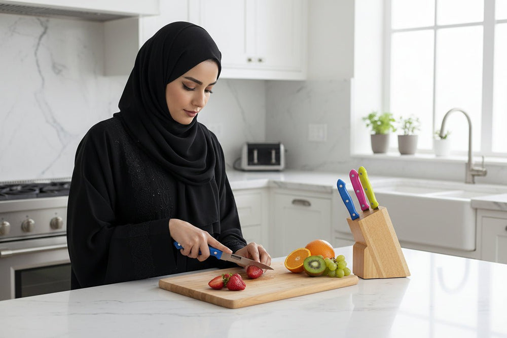 طقم سكاكين فواكه مسننة 3 قطع حجم عملي للاستخدام اليومي