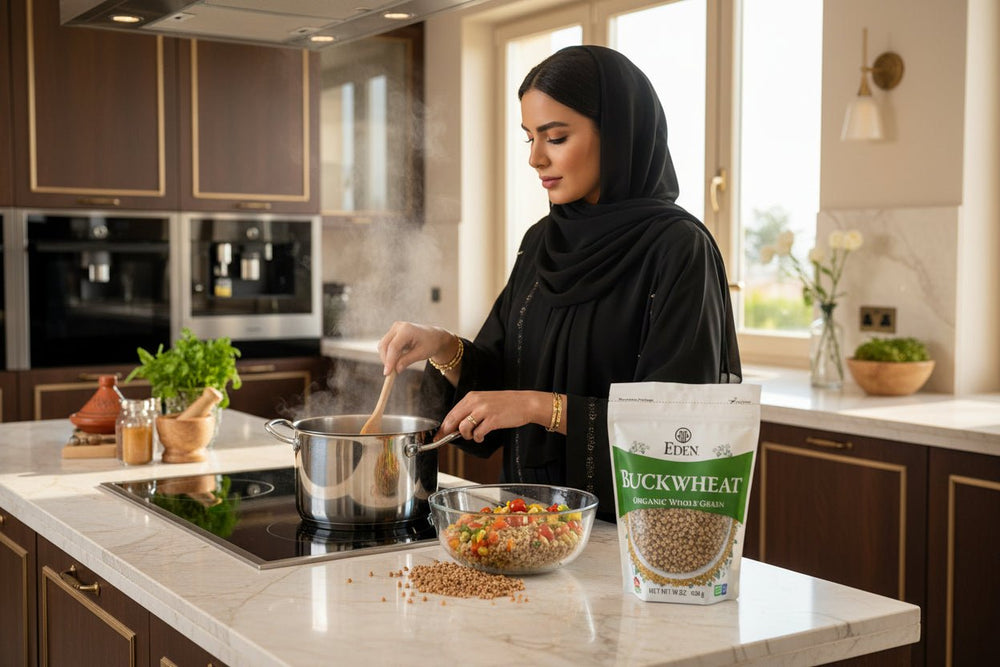 إيدن حبوب قمح أسود عضوية مقشرة كاملة الحبة 454 جم