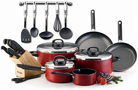 طقم أواني طهي بريستيج 11 قطعة بغطاء ستانلس ستيل