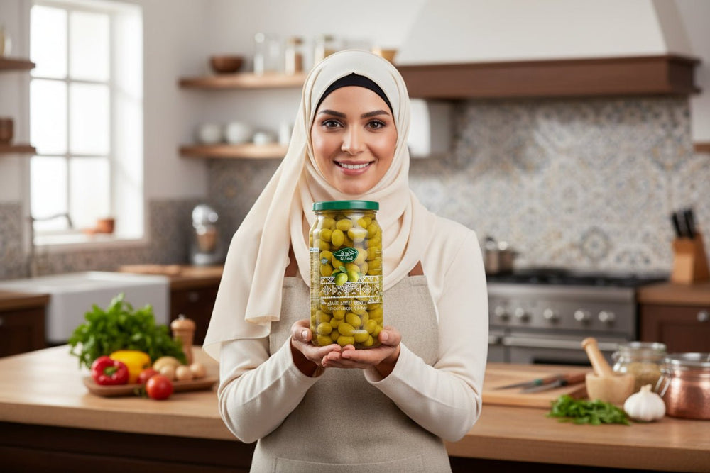 زيتون أخضر عضوي كامل من الجوف 1 كيلو