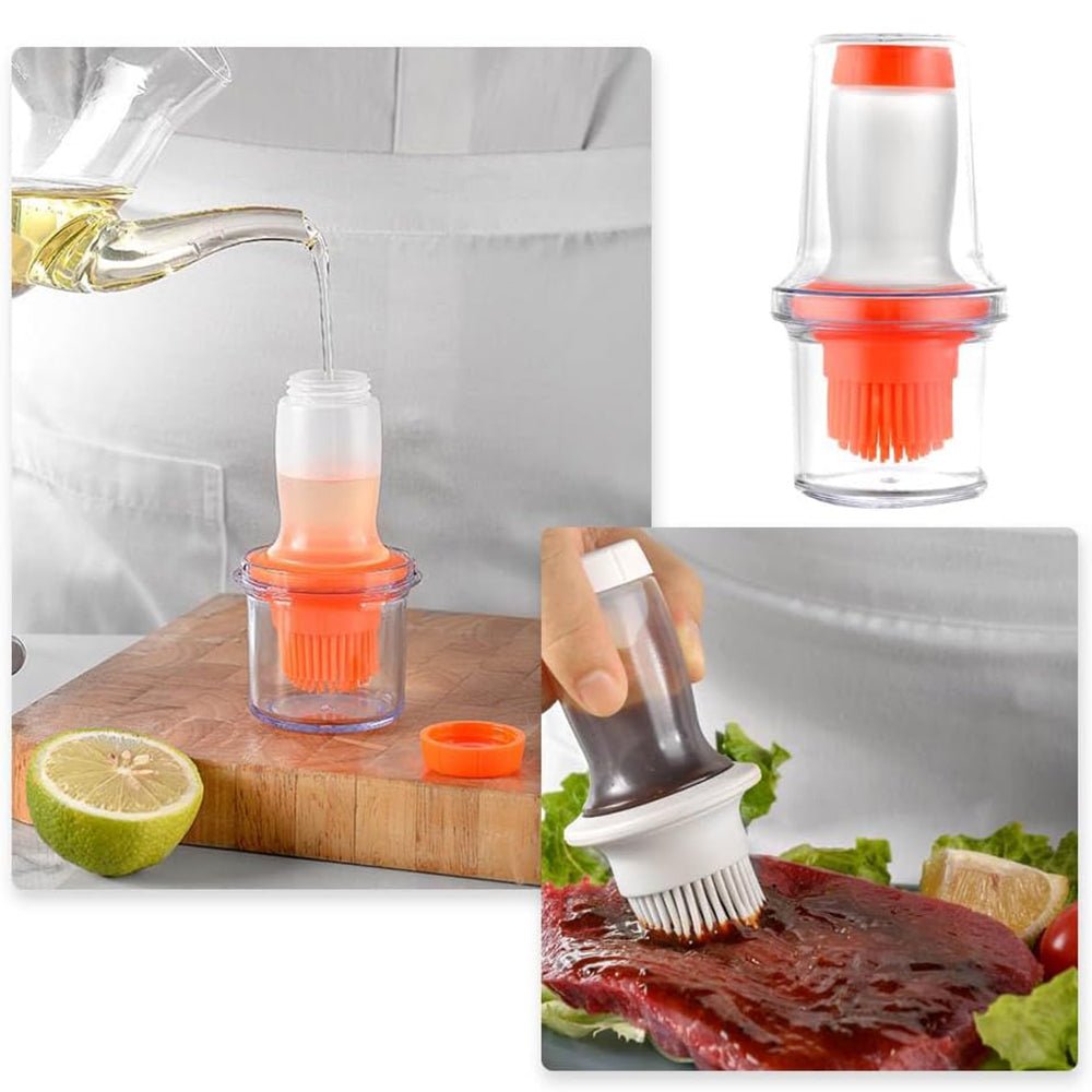 Oil dispenser with silicone basting brush