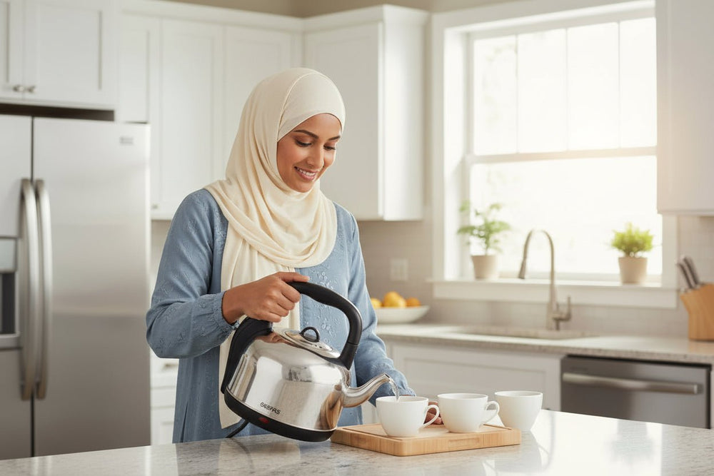 غلاية كهربائية جيباس من الستانلس ستيل 4.2 لتر – فضي