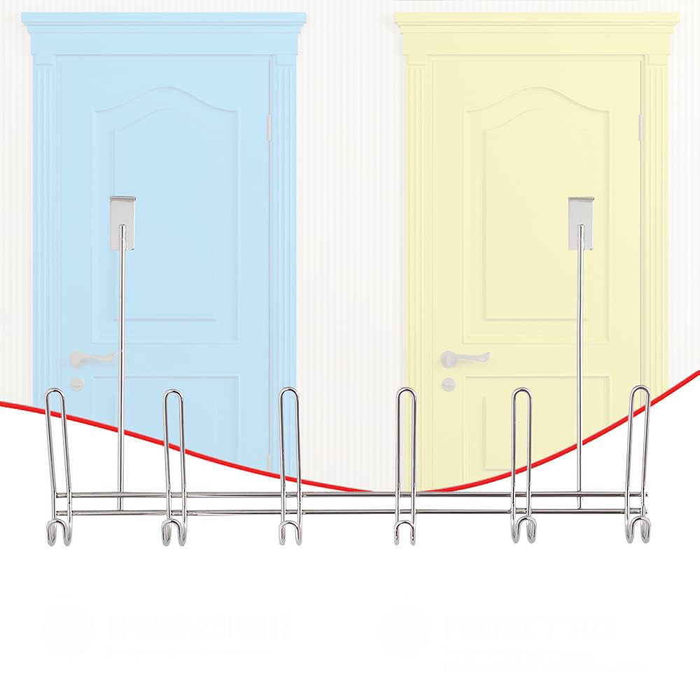 علاقة ملابس فوق الباب ستانلس ستيل 6 خطافات