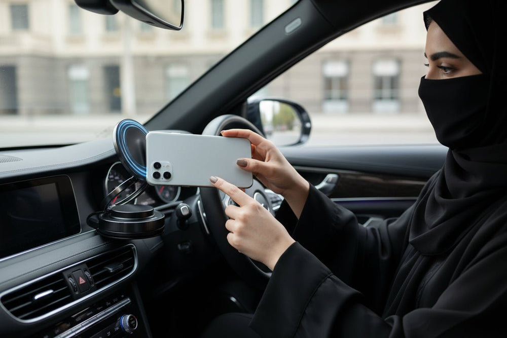 Magnetic car phone holder