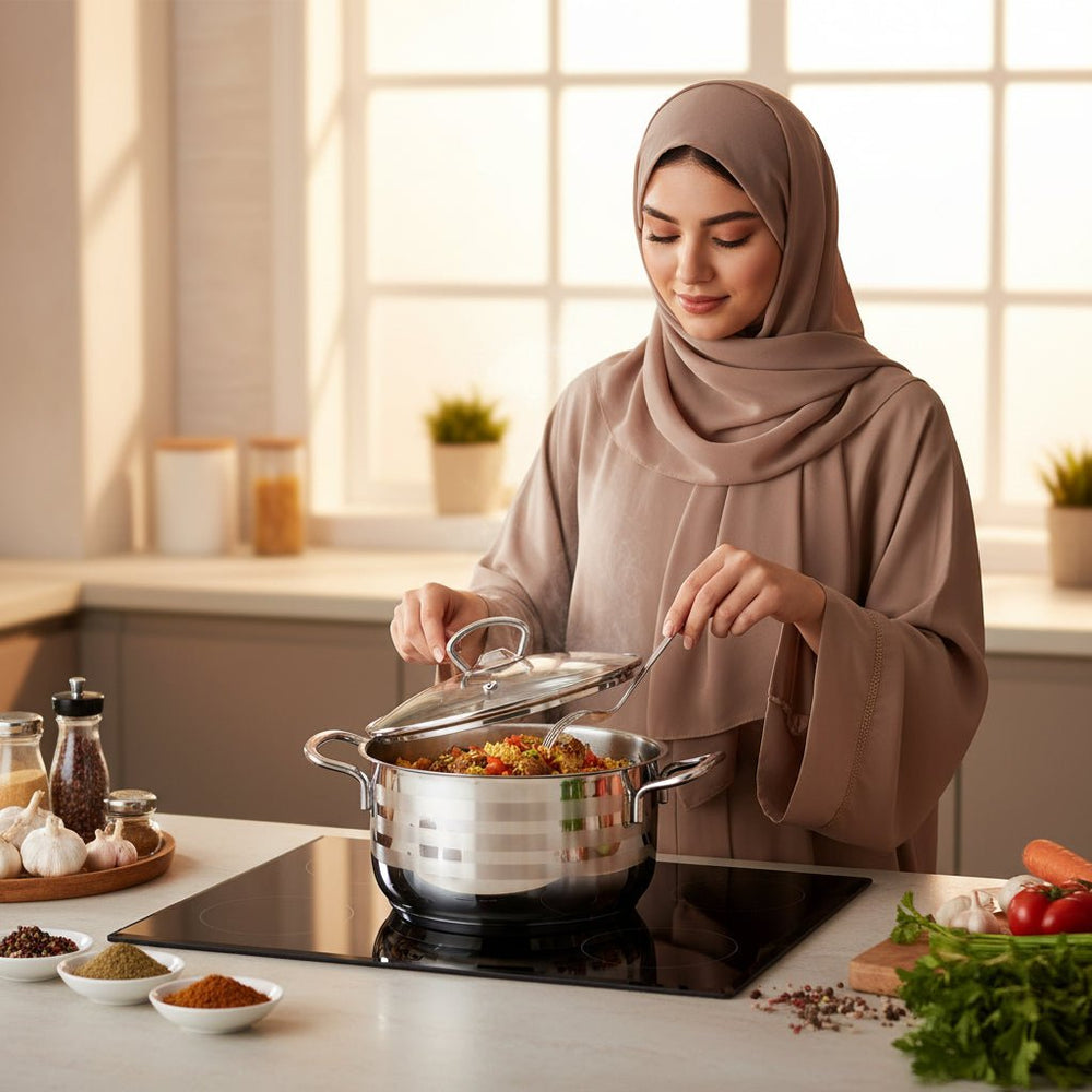 قدر طهي ستانلس ستيل مقاوم للصدأ مثالي للوجبات العائلية الكبيرة