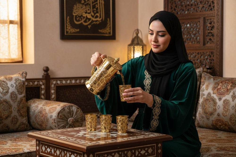 طقم جك فايبر مع 4 أكواب ذهبي 3 لتر