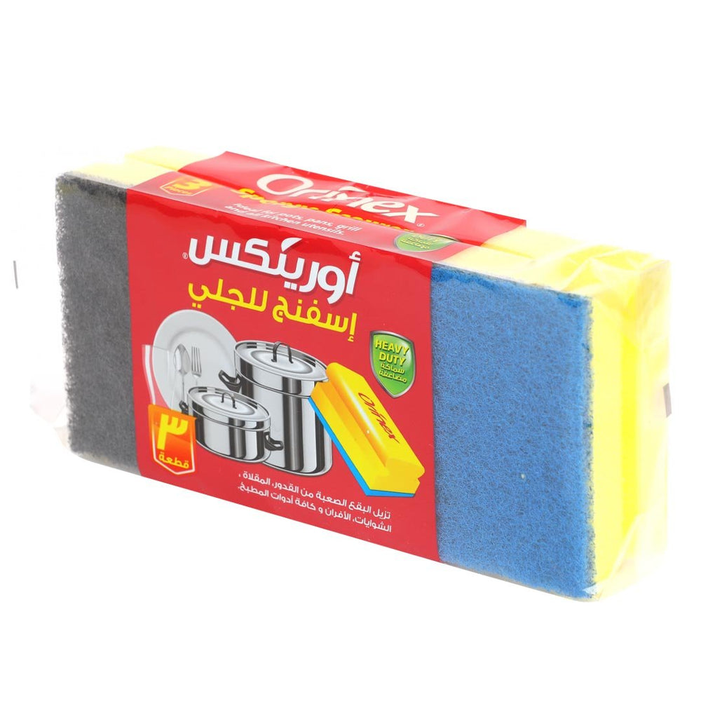 اسفنج للجلي سماكة مضاعفة من اورينكس 3قطع