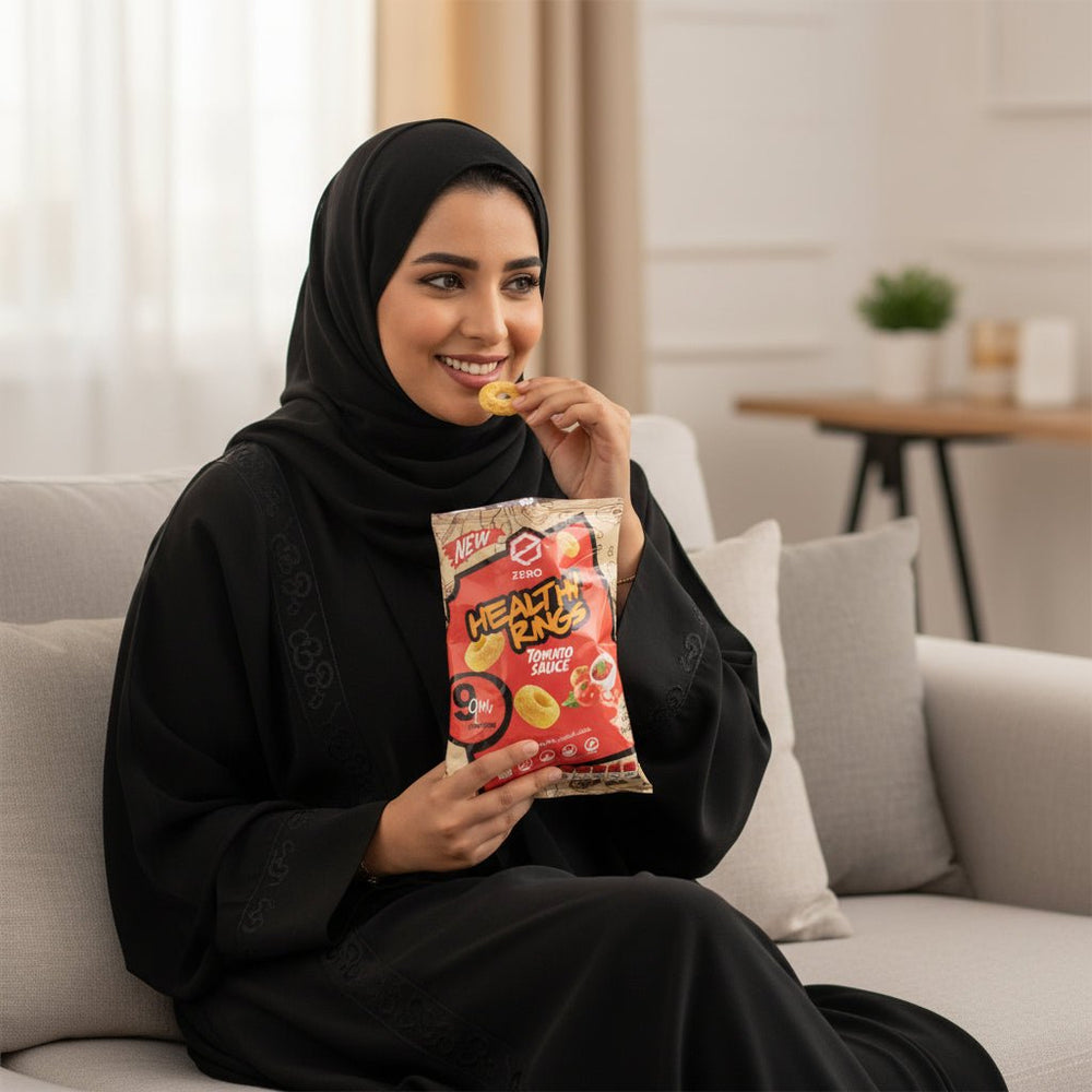 هيلثي رينجز حلقات البروتين والشوفان زيرو بنكهة الكاتشب 50 جم