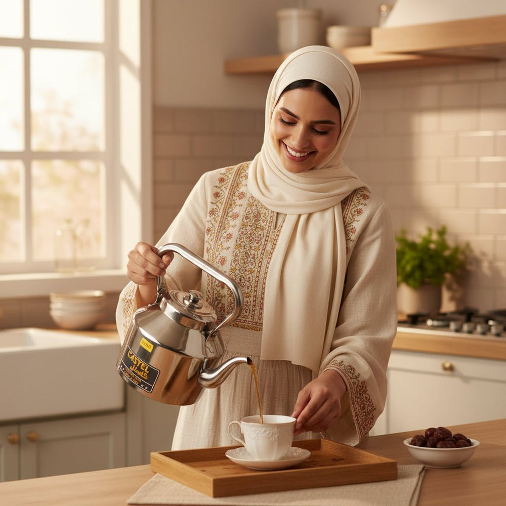 إبريق شاي ستانلس ستيل أنيق بمقبض من كاستل 2 لتر