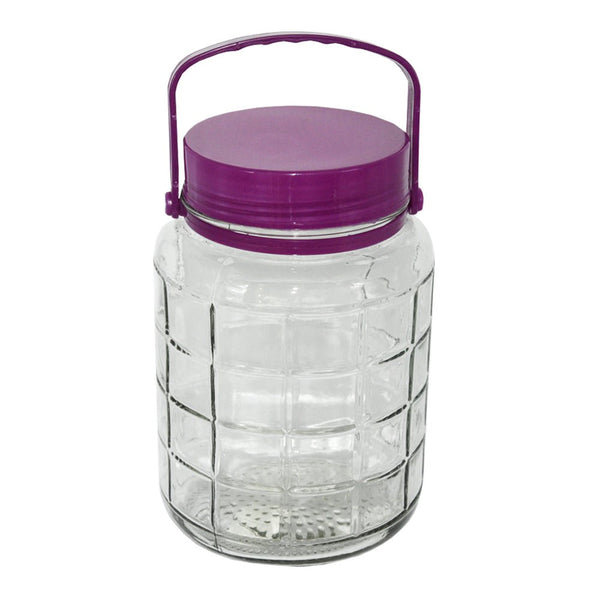 برطمان تخزين زجاجي شفاف مع غطاء بلاستيكي 3 لتر