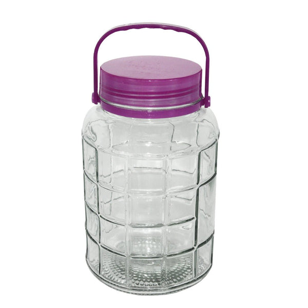 برطمان تخزين زجاجي شفاف مع غطاء بلاستيكي 4 لتر