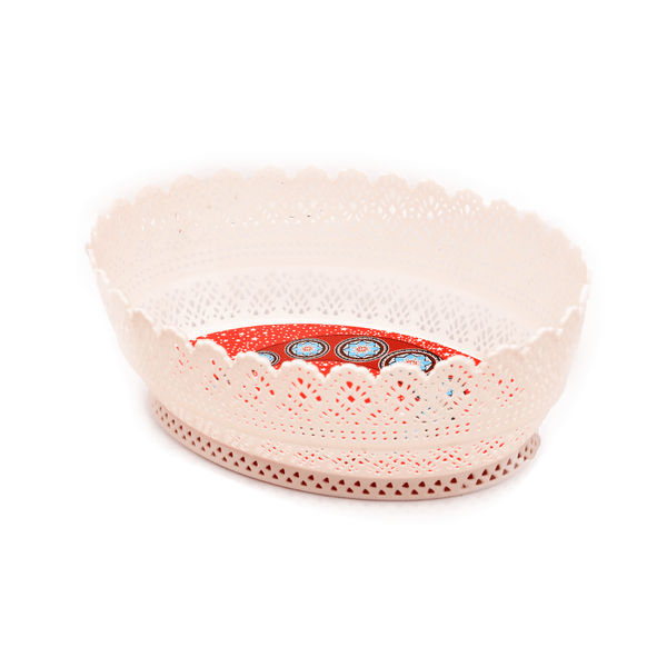 سلة تقديم الفاكهة بلاستيك بيضاوية الشكل 28*22*11سم - أنية المنزل