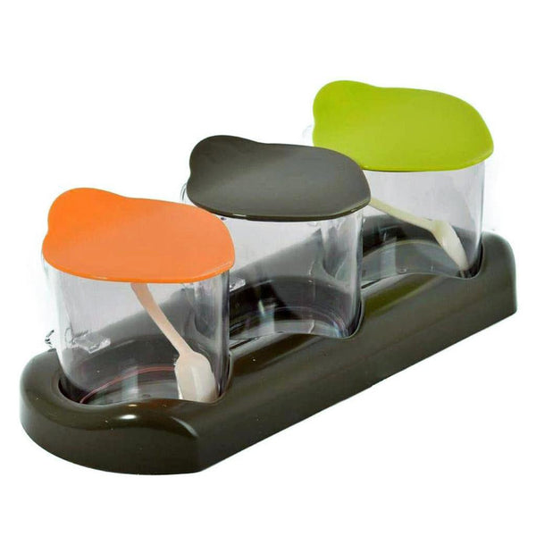 علب بهارات مع رف تخزين -3قطع/400مل