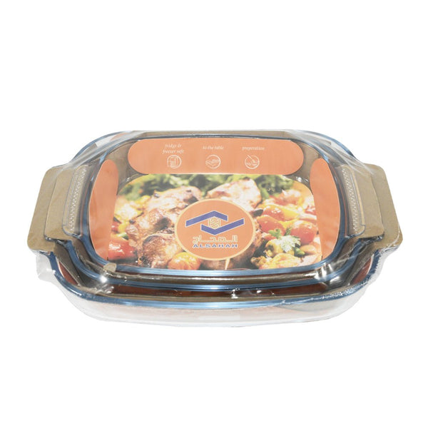 طقم صواني بايركس شفافة مقاومة للحرارة مكونة من 3 قطع