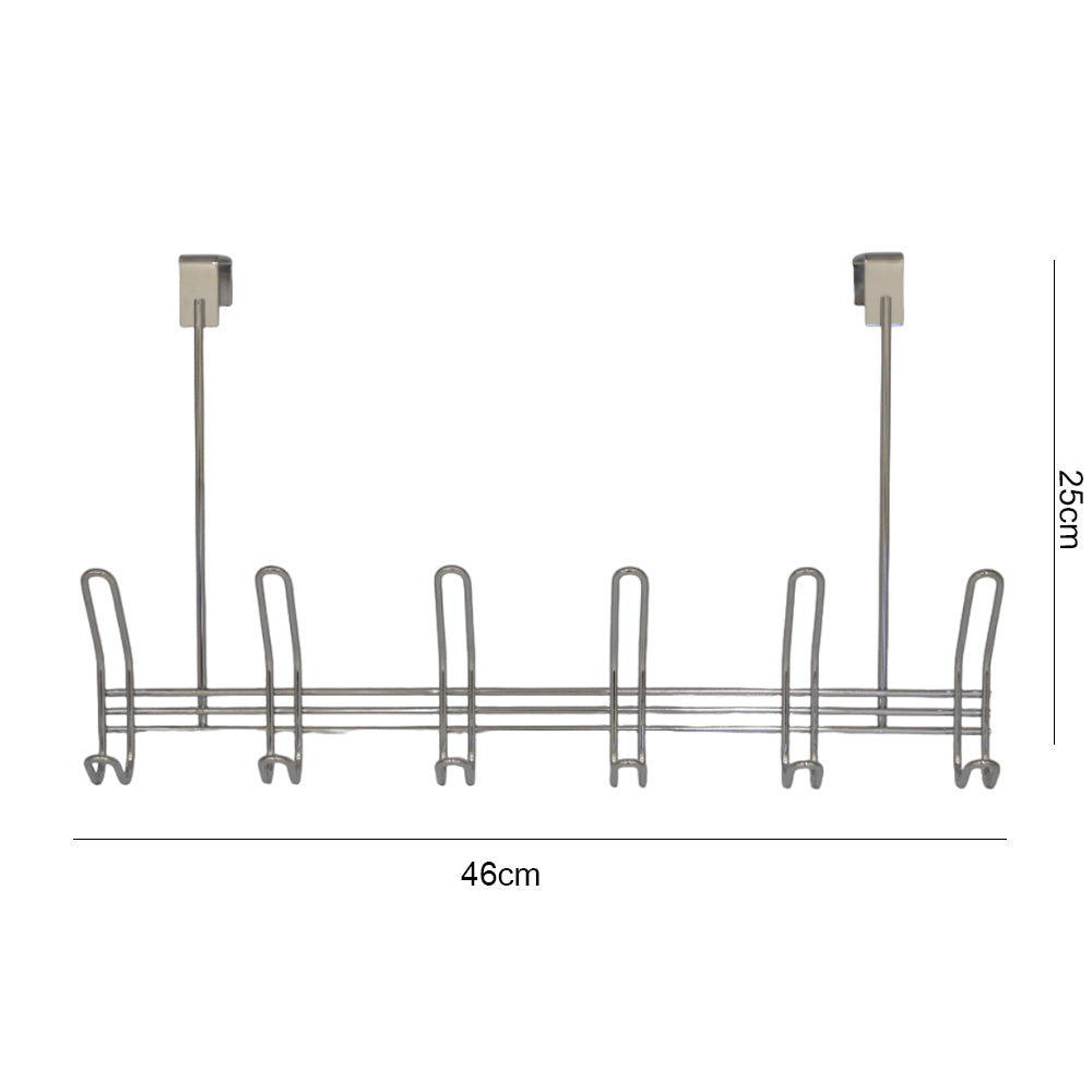 علاقة ملابس فوق الباب ستانلس ستيل 6 خطافات